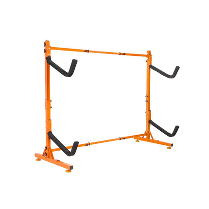 VEVOR Freestanding Kayak Storage Rack, Kayak Stand for 2 Kayak Canoe Paddleboard, Heavy-duty Steel Kayak Hanger Holder with Padded Arms and Adjustable Width, 79.5kg Max Load, for Indoor Outdoor Garage
