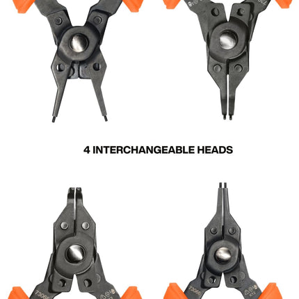 Klein Tools 73066 6 in 1 Convertible Pliers Set for Indoor and Outdoor Use 4 Interchangeable Heads with Right Angles, 45 Degree and 90 Degree