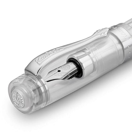 Kaweco STUDENT Transparent Fountain Pen I Premium Acrylic Fountain Pen for Ink Cartridges I Nostalgic Fountain Pen in Transparent with Silver Details I Student Pen 16 cm I Nib: BB (Extra Broad)