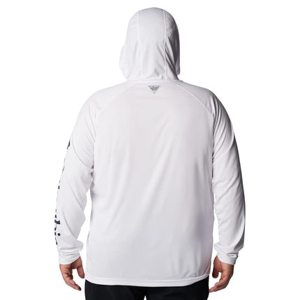 Columbia Men's Terminal Tackle Hoodie, White/Nightshade Logo, X-Small