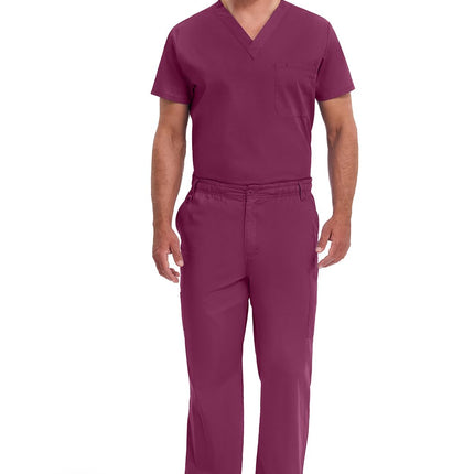 Dickies Men's Pull-On Pant with 7 Pockets Elastic Waistband with Button Closure 81006, Wine, XX-Large Big Tall