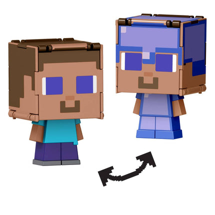 Mattel Minecraft Flippin� Figs Figures with 2-in-1 Fidget Play, 3.75-inch Scale Toy with Large Head & Pixelated Design (Characters May Vary)
