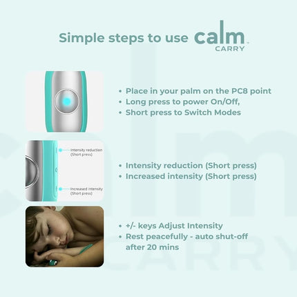 Glowco CalmCarry Sleep Aid Device – Handheld Microcurrent Relaxation Tool, Supports Calm, Focus & Gentle Relief, USB Rechargeable, Portable Wellness Device for Adults & Kids | Teal Calm Carry