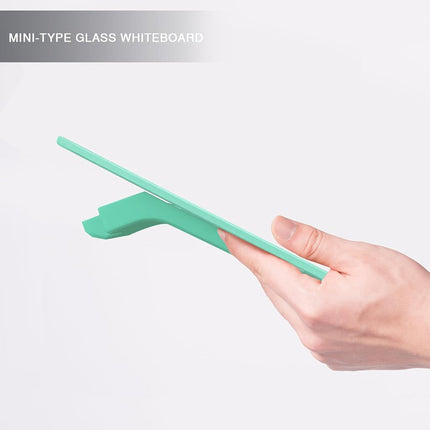 Small Glass Desktop Whiteboard with Clock, Mini Pure Glass Dry-Erase, Mint