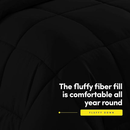 My Sweet Home Luxurious Plush Loft Microfiber Fill Duvet Insert Bedding, Black, Queen