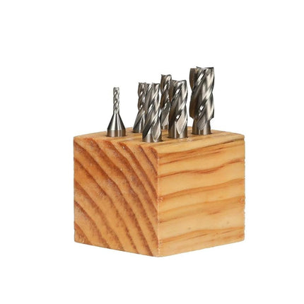 HHIP 8000-0002 4 Flute High Speed Steel End Mill Set, 6 Piece, 3/8" Shank