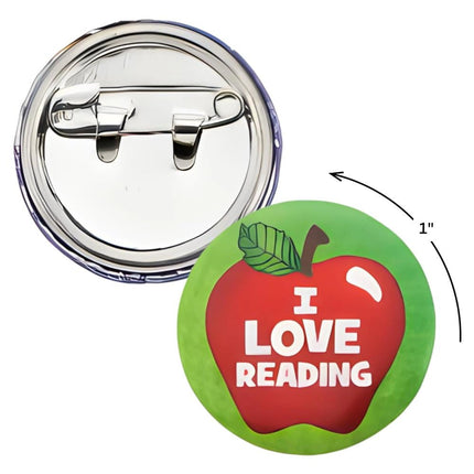48 ~ I Love Reading Mini Buttons ~ Approx. 1" Metal Buttons ~ New