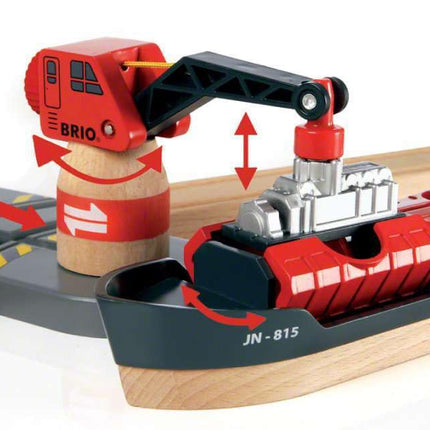BRIO World Railway Harbour Cargo Set for Kids Age 3 Years Up - Wooden Train Set Accessories and Add Ons