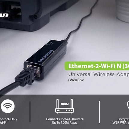 iogear GWU637 - networking cards (Black, Wireless, 802.11b, 802.11g, 802.11n, 10/100BaseT(X), Fast, Micro-USB)