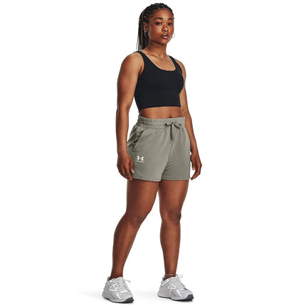 Under Armour Women's Rival Terry Shorts, (504) Grove Green / / White, XS