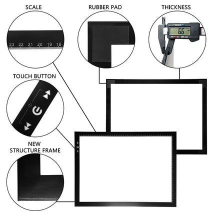 HSK A3 LED Artist tracing Light Box Copy Table, Adjustable High Brightness Light Pad for Tatto Drawing, Sketching, Animation,Diamond Painting Accessories