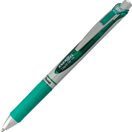 Pentel Energel 0.7 mm Liquid Gel Ink Pens - Pack of 5 Green Deluxe RTX Pens with 3 Refills