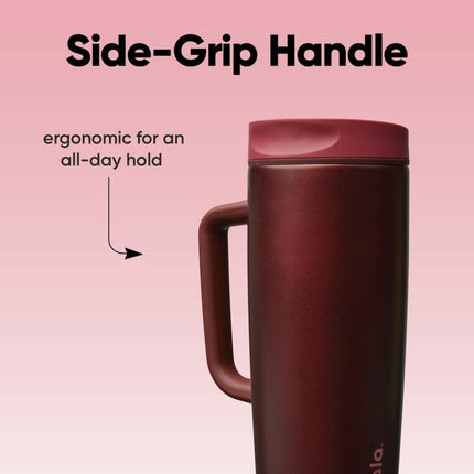 Owala SmoothSip Slider Stainless Steel Insulated Travel Mug with Handle, 100% Leak-Proof for Hot and Cold Drinks, Travel-Friendly with Sliding Lock Lid, 24 oz, BPA Free, Leak-Proof, Black Cherry