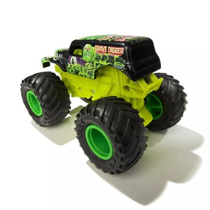 Monster Jam Grave Digger Smash&Bash Die-Cast Monster Truck-Real Action Crash Reset Vehicle, 1:64 Scale, Series 01
