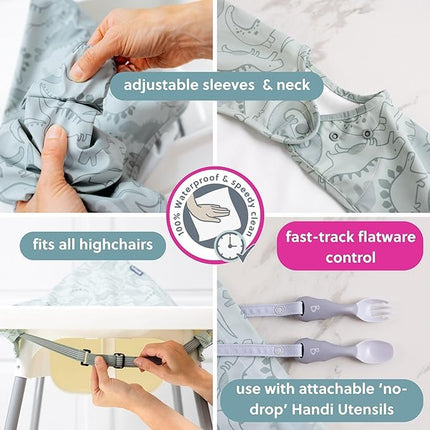 BIBaDO Long Sleeve Waterproof Baby Bib, Serengeti & Dino Roar
