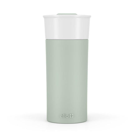 Ello Ogden 16oz Ceramic Travel Mug with Splash-Resistant Slider Lid and Protective Silicone Sleeve, Perfect for Coffee or Tea, BPA-Free, Dishwasher Safe, Honeydew