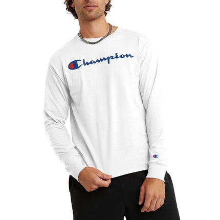 Champion Men's Long Sleeve T-Shirt, Classic T-Shirt for Men (Reg. Or Big & Tall), White, Medium