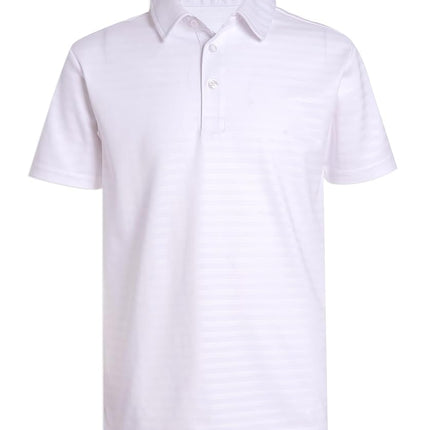 Nautica Boys' Active Short Sleeve Polo Shirt, Button Closure & Embossed Stripes, Breathable Performance Fabric, White, 7