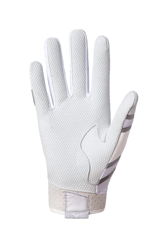 Mizuno F-257 Women's Softball Batting Glove, White-Silver, Small