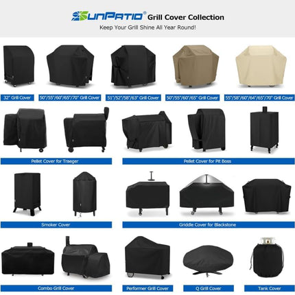 SunPatio BBQ Grill Cover 50 Inch, Outdoor Heavy Duty Waterproof Barbecue Gas Grill Cover, UV and Fade Resistant, All Weather Protection for Weber Char-Broil Nexgrill Grills and More, Black