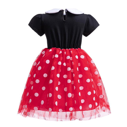 Dressy Daisy Baby Girls Polka Dots Fancy Dress Up Halloween Costume Birthday Party Outfit with Mouse Ears Headband Size 1-2, Red 426