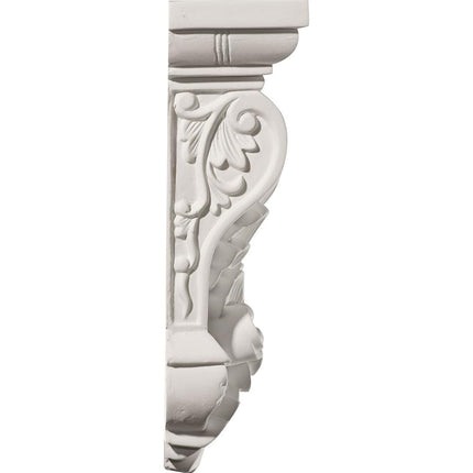 Ekena COR07X03X10NA 7 1/4" W x 3" D x 10 1/8" H Nadia Leaf Corbel, Primed