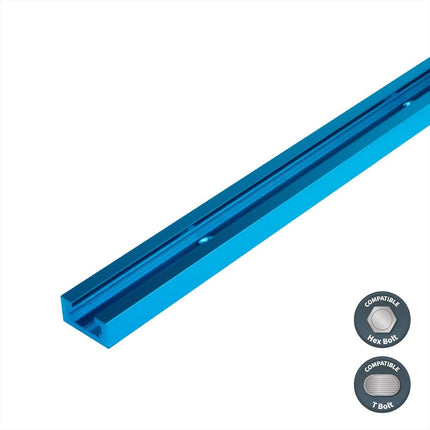 POWERTEC 71065 24 Inch Double-Cut Profile Universal T-Track with Predrilled Mounting Holes, 1PK, Aluminum T Track for Woodworking Jigs and Fixtures, Drill Press Table, Router Table, Workbench