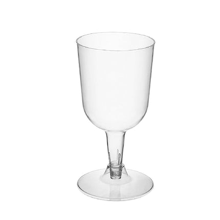 Party Essentials Disposable Hard Plastic Two Pieces Wine Glasses, 20-Count, 7-Ounce, Clear