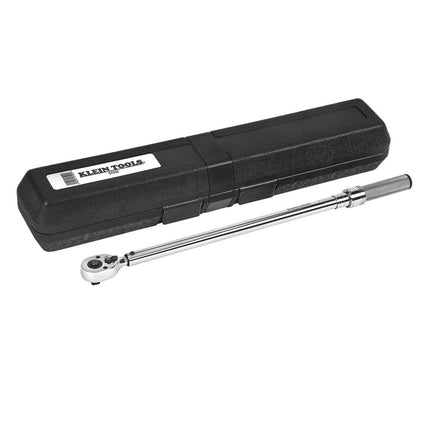 KLEIN TOOLS 57010 1/2-Inch Square Drive Torque Wrench, Micro-Adjustable Ratchet Head, 30 to 250-Foot-Pound