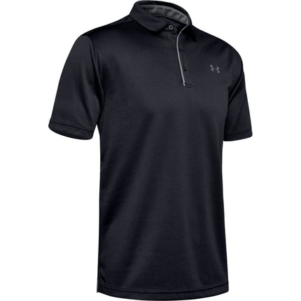 Polo Under Armour Tech para hombre, negro/grafito, talla grande