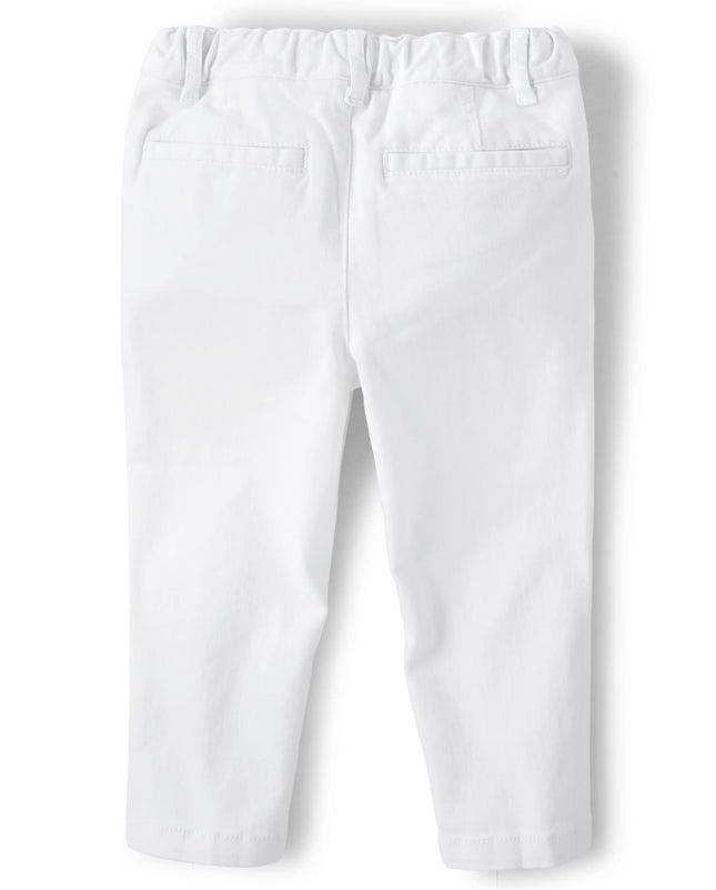The Children's Place Pantalones chinos ajustados elásticos para bebé y niño, blanco individual, 6-9 meses