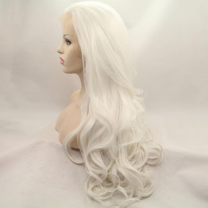 Heat resistant synthetic lace front wig light blonde nature wave Platinum Blonde Glueless Long Natural Straight Half Hand Tied Replacement Full Wig For Women Heat resistant Friendly