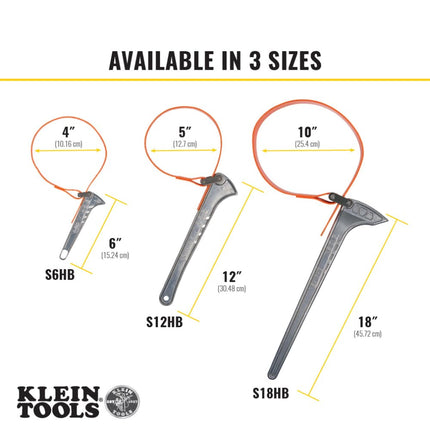 KLEIN TOOLS S18HB Strap Wrench, Adjustable Grip-It Strap Wrench Adjusts 3 to 10-Inch, 18-Inch Handle