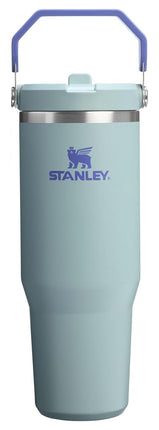 Stanley IceFlow 2.0 Gobelet avec paille rabattable et poignée 887 ml | Couvercle vissable et paille relevable | Bouteille d'eau étanche | Acier inoxydable isotherme | Sans BPA | Cactus bleu