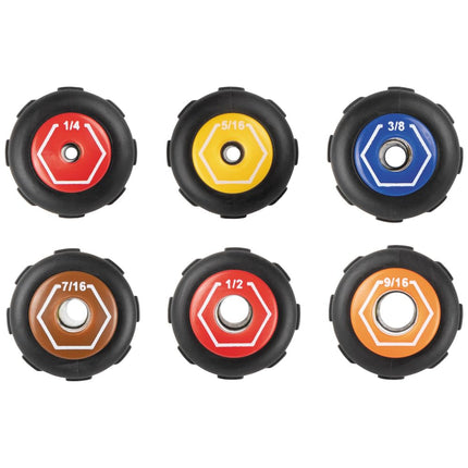 Klein Tools 65406MAGM Metric Magnetic Color-Coded Nut Driver, Hollow-Shaft, Heavy-Duty 6 mm Hex, Pass-Through Design, 6-Point Socket, and Cushion-Grip Handle