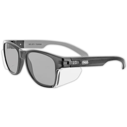 MAGID Y50BKAFGY Gafas de seguridad Iconic Y50 Design Series con protectores laterales | Rendimiento ANSI Z87+, resistentes a rayones y al empañamiento, cómodas y elegantes, estuche de tela incluido, lentes grises (2 pares)