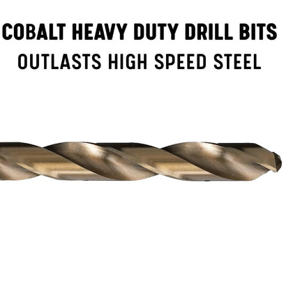 Broca de cobalto de la serie D/ACO de Drill America de calidad superior y uso intensivo, con acabado de óxido dorado, vástago redondo, ranura espiral, punta dividida de 135 grados, tamaño 24 (paquete de 12)
