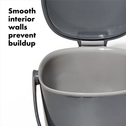 OXO Good Grips Easy-Clean Compost Bin - Charcoal - 0.75 Gal/2.83 L, Gray