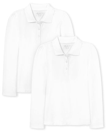 The Children's Place Girls' Long Sleeve Pique Polo
