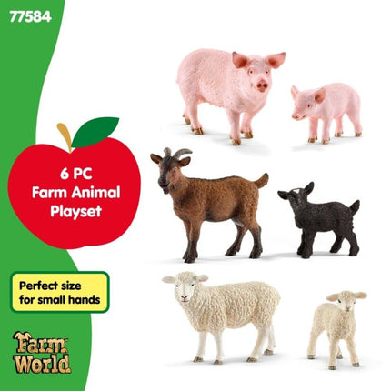 Schleich Farm World - 6PC Farm Animal Mom and Baby Set - Kids 3+ | 77584