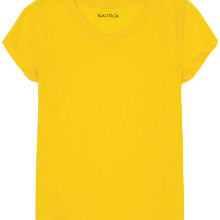 Nautica Girls' Short Sleeve V-Neck T-Shirt, Solid 