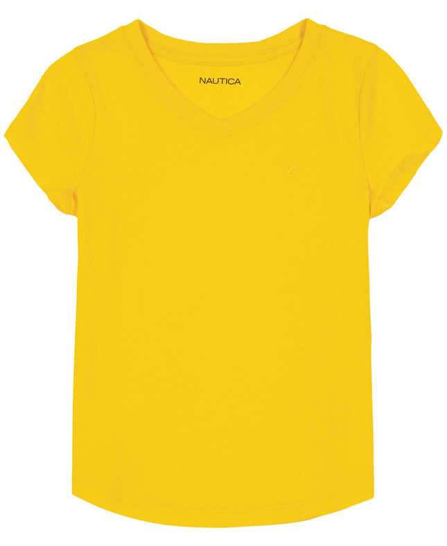 Nautica Girls' Short Sleeve V-Neck T-Shirt, Solid 