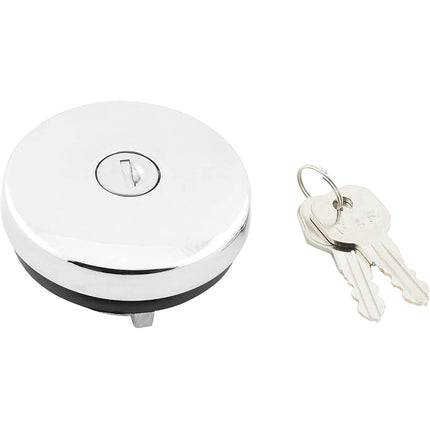 United Pacific S1301 Chrome Vented Locking Gas Cap With Two Keys For Various 1947-71 Chevy & Ford Vehicles