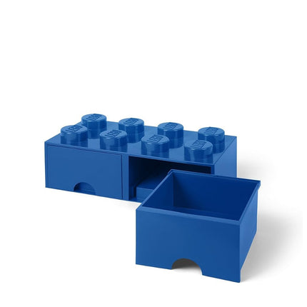 Lego Brick Drawer, 8 Knobs, 2 Drawers, Stackable Storage Box, Bright Blue