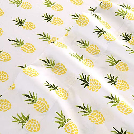 Elegant Comfort Ultra-Soft Double Brushed 6-Piece Microfiber Sheet Set Beautiful Tropical Patterns, and Vibrant Solid Colors, Luxury, All-Season Bed Sheet Set - Pineapple, Queen