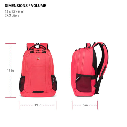 SWISSGEAR Cecil Laptop Backpack Fits up to 16-Inch Laptop, Daypack for Travel and Work, Teaberry, 18-Inch