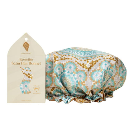 Bounce Curl Reversible Satin Hair Bonnet, Satin Adjustable Band, Frizz-Reducing Night Cap for Wavy, Curly & Coily Hair