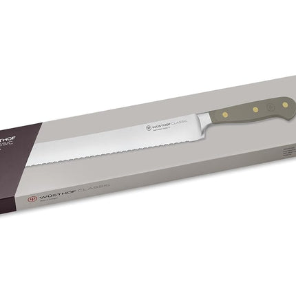 Wüsthof Classic Colour Velvet Oyster Double Serrated Bread Knife 23 cm – Precision-Forged German Steel Kitchen Knife, Full Tang Triple-Riveted Handle, Razor-Sharp Double Serrated Edge
