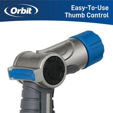 Orbit 26481 Heavy Duty Metal Thumb Control Nozzle, Grey, Blue, 1-Pattern
