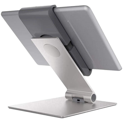 Durable Aluminium Foldable Tablet Stand - Universal Mount for 7-13" iPad, Samsung, Surface & More - Anti Theft Lockable & Rotatable 360° - Kitchen & Desk Holder
